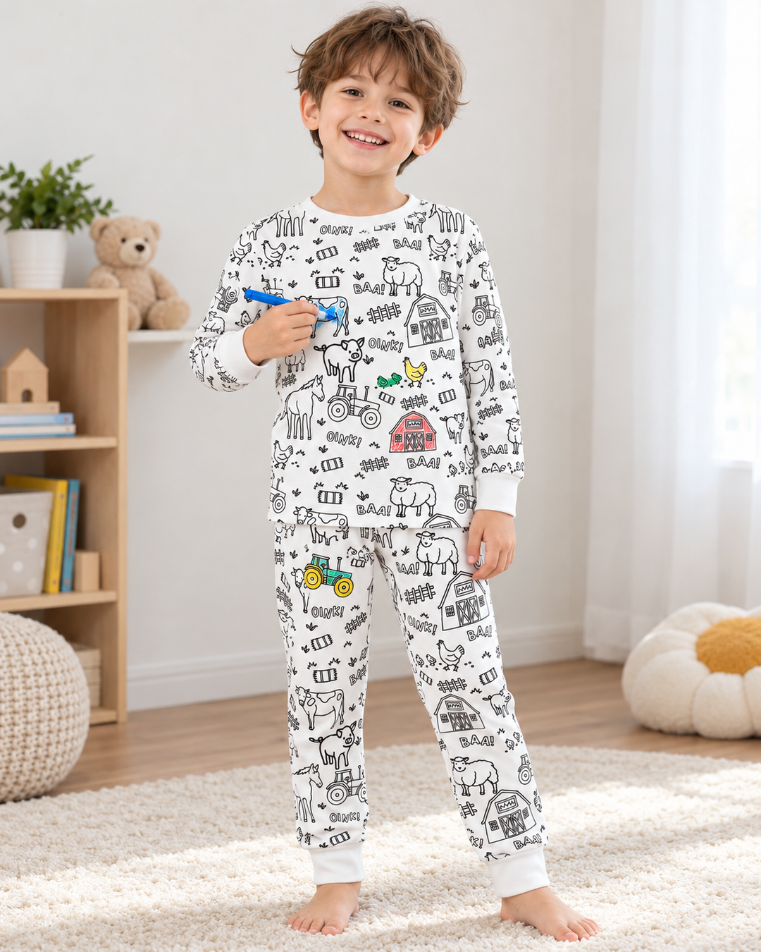 Barnyard Bash Colorable Bamboo Two Piece Pyjamas Set