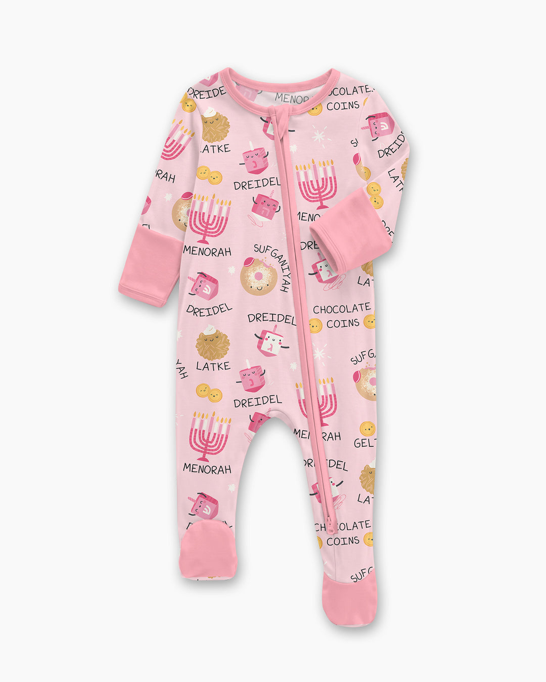 Family Hanukkah Matching Bamboo Zippered Footie Romper