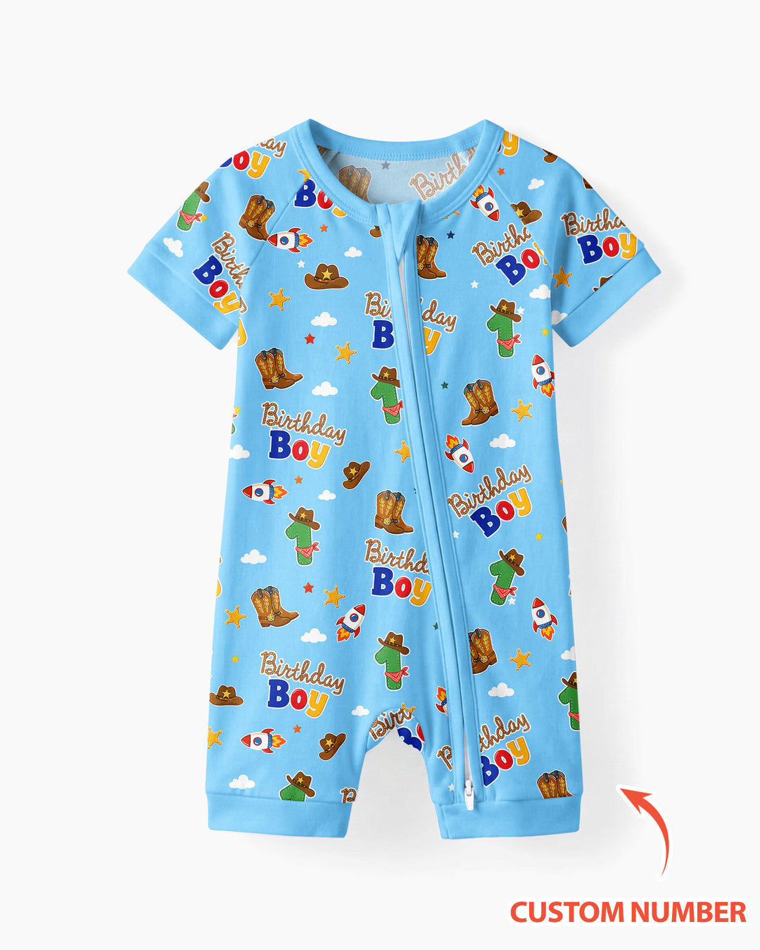 Custom Birthday Western Boy Bamboo Shorty Zippy