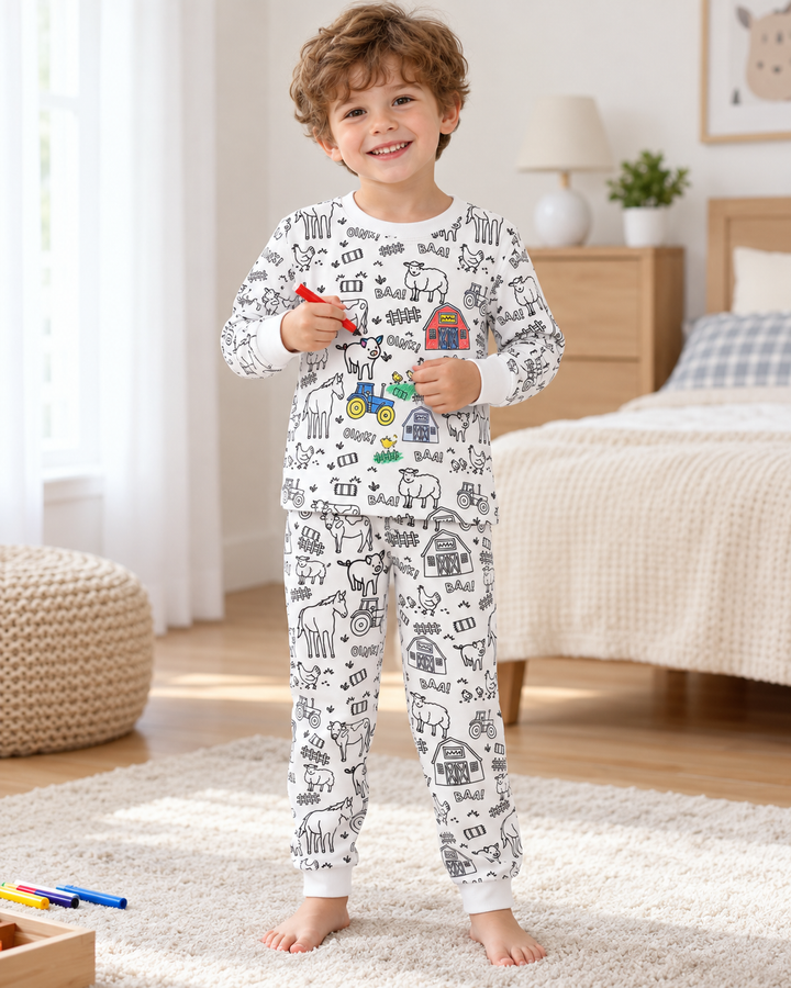 Barnyard Bash Colorable Bamboo Two Piece Pyjamas Set