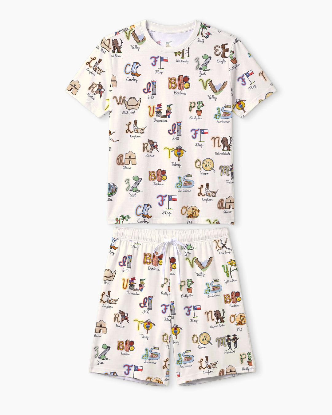 Texas Alphabet Bamboo Men Short Sleeve Short Pajama Set