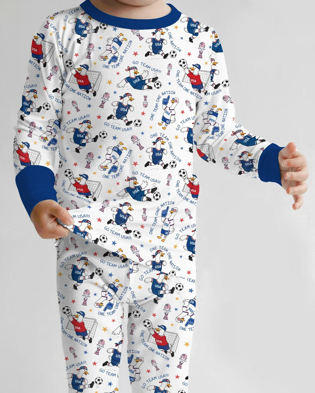 USA Soccer Goose Family Matching Bamboo Two Piece Long Sleeve Pajama Set