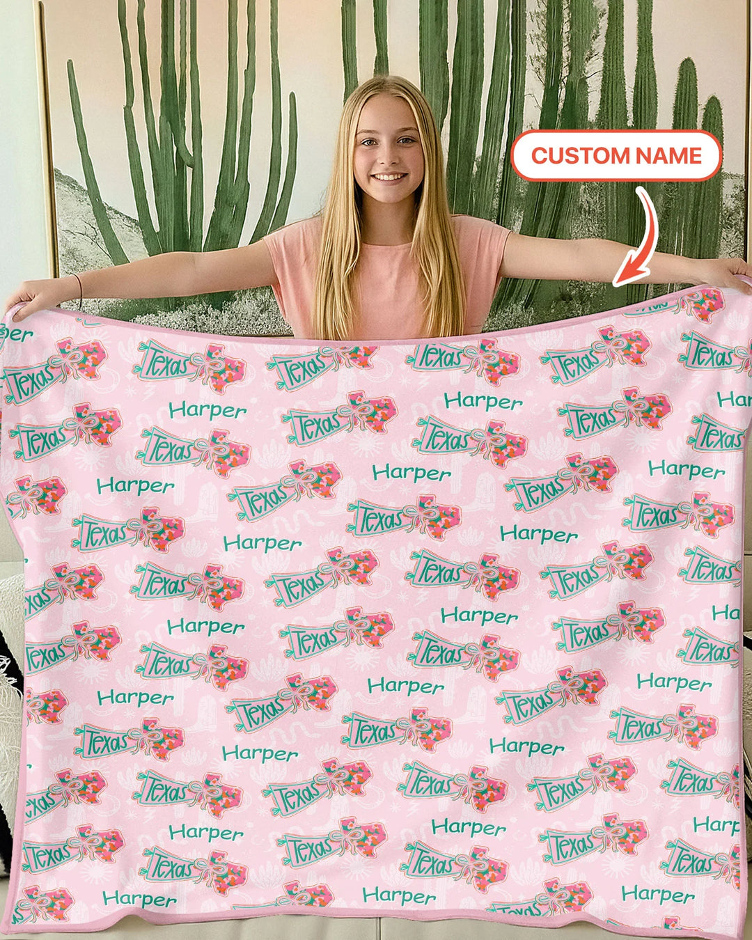 Custom Name Preppy Texas Charm Bamboo Blanket