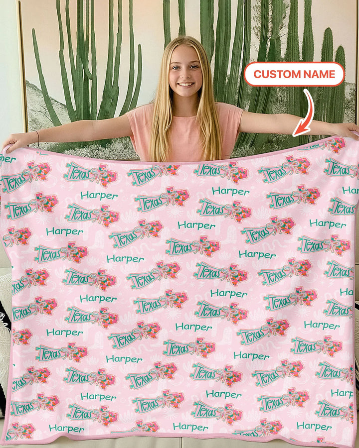 Custom Name Preppy Texas Charm Bamboo Blanket