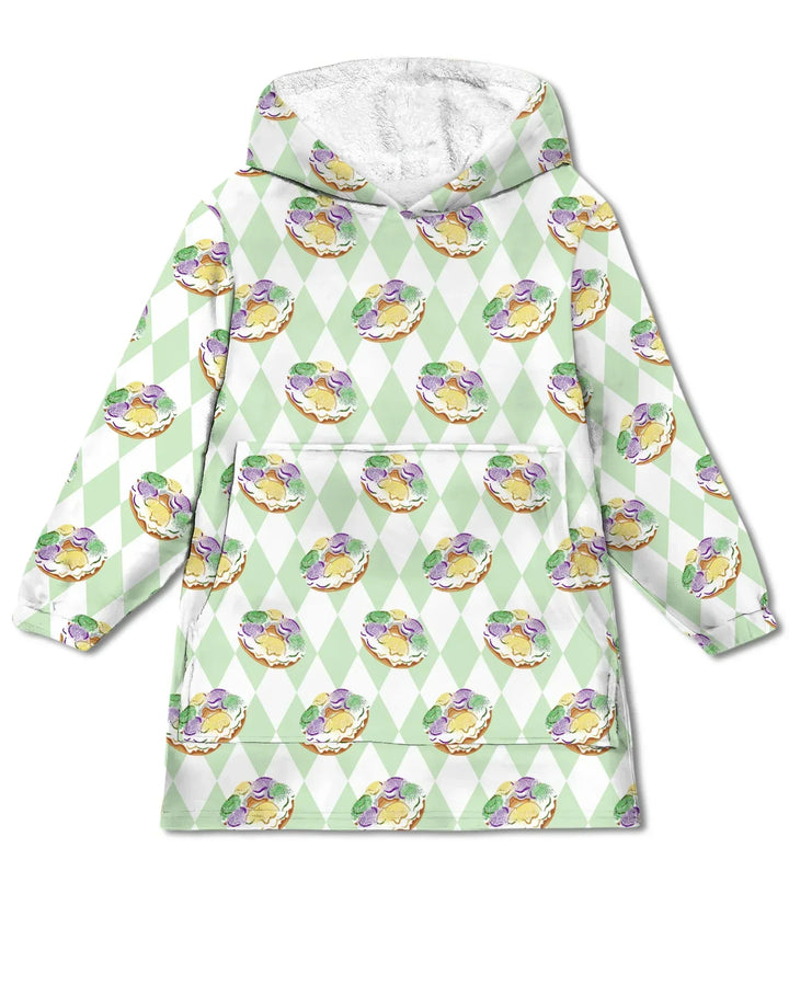 Mardi Gras Donut Wearable Bamboo Blanket Hoodie