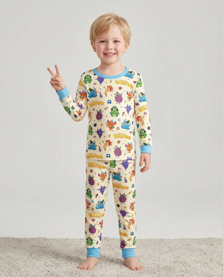 Happy Little Monster Music Band Bamboo Two Piece Long Sleeve Pajama Set