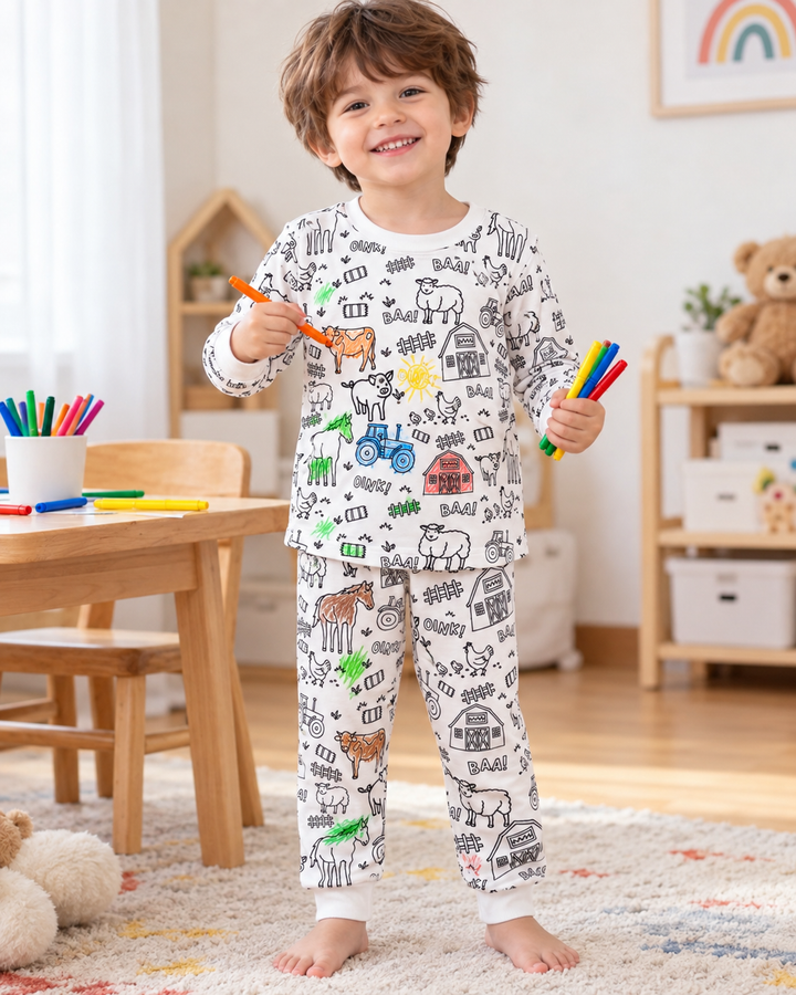 All Colorable Bamboo Two Piece Long Sleeve Pyjamas Set