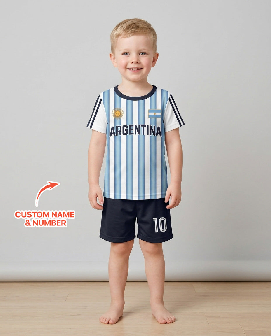Custom Name Argentina Spirit Bamboo Two Piece Short Sleeve Shorts Pajama Set