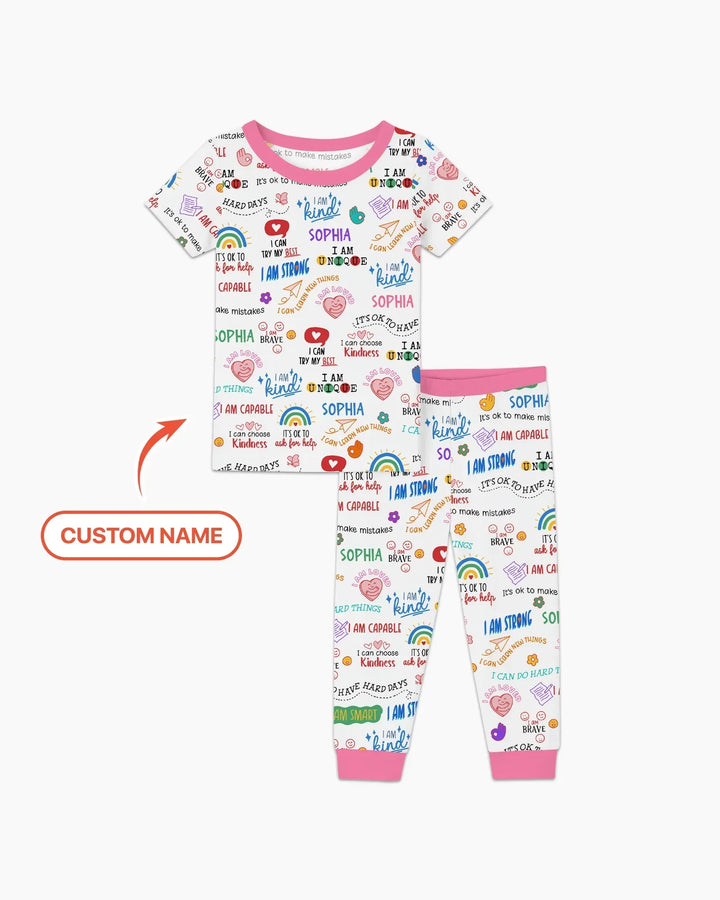 Daily Affirmations Matching Mommy & Baby Bamboo Two Piece Short Sleeve Pajama Set