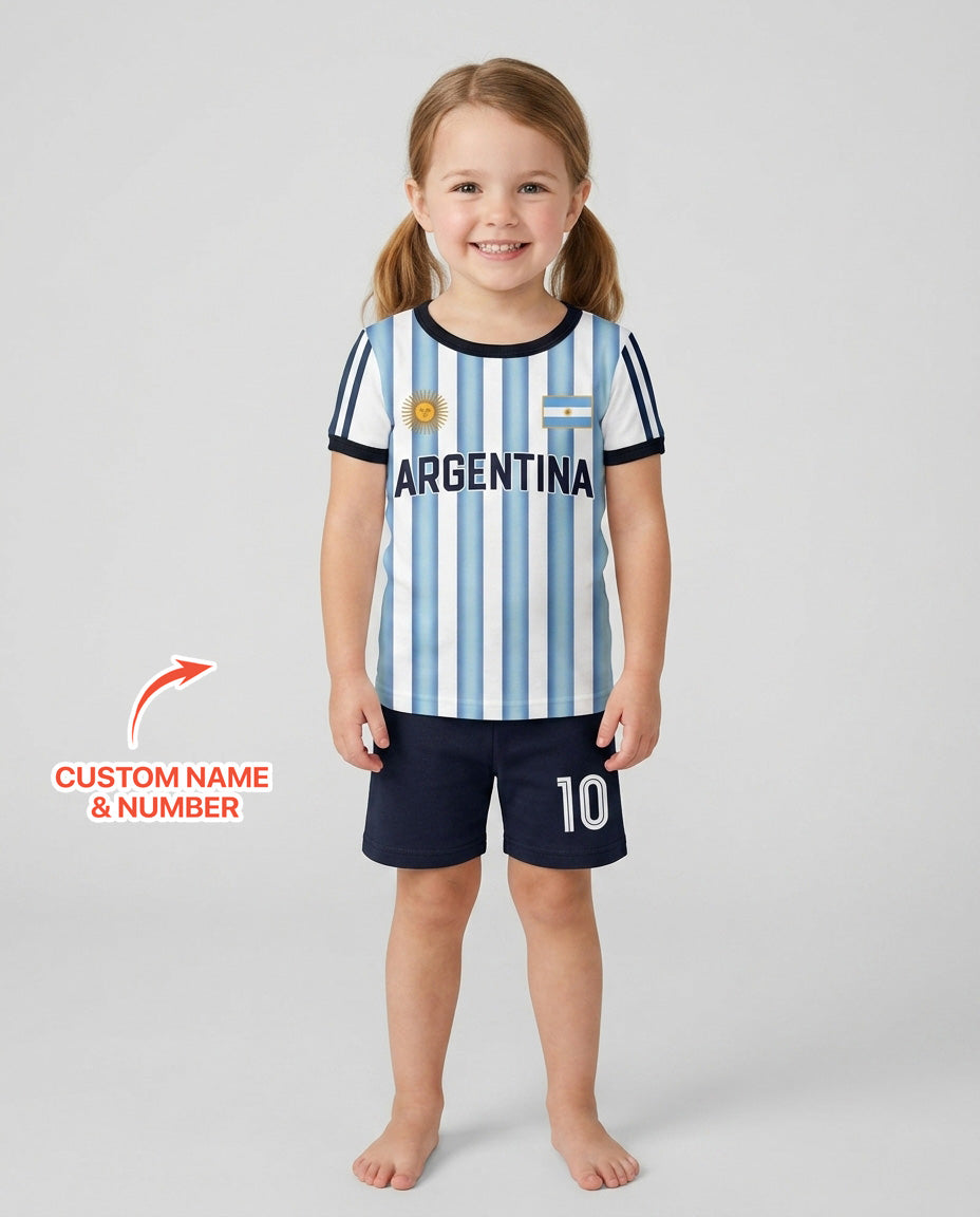 Custom Name Argentina Spirit Bamboo Two Piece Short Sleeve Shorts Pajama Set