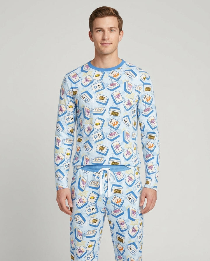 Hanukkah Mahjong Club Bamboo Men's Pajama Set