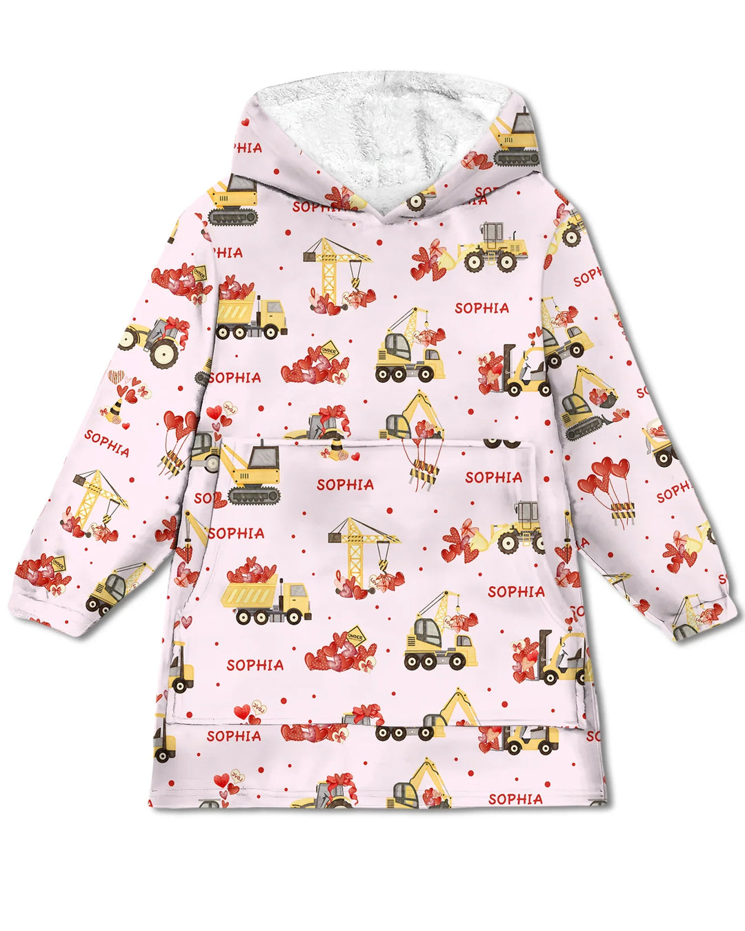 Custom Name Valentine Trucks Family Matching Bamboo Blanket Hoodie