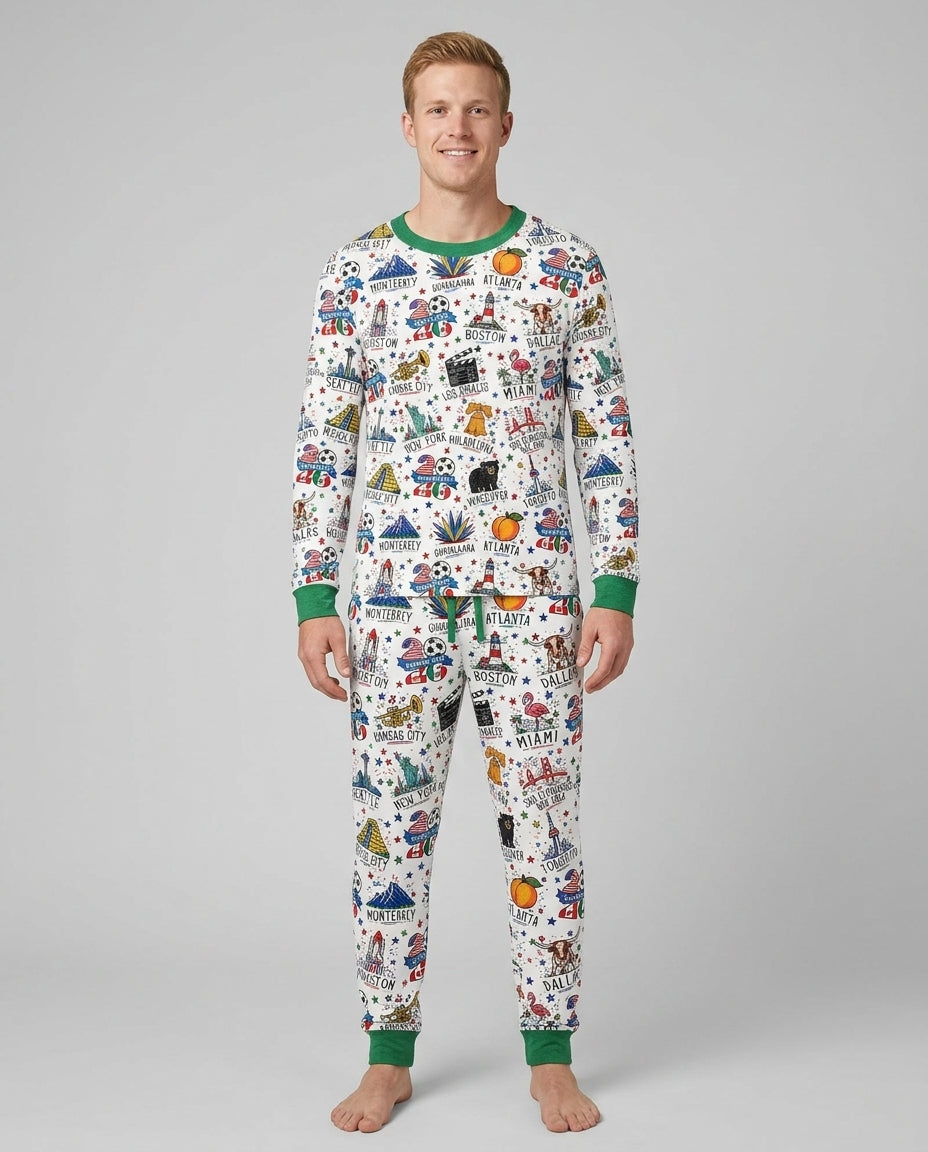 2026 Soccer Cup Host Citties Bamboo Men's Pajama Set
