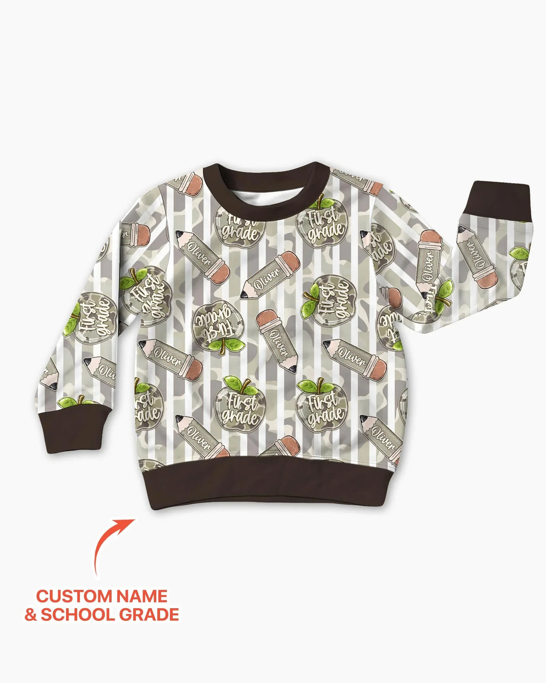 Custom Name Camo Apple Days Bamboo Crewneck Sweatshirt