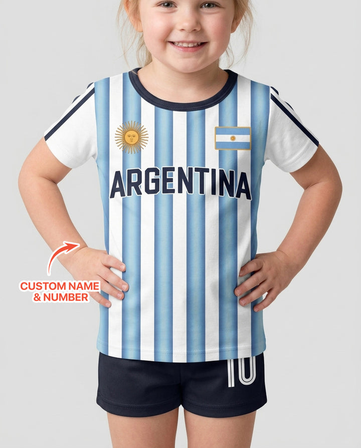 Custom Name Argentina Spirit Bamboo Two Piece Short Sleeve Shorts Pajama Set