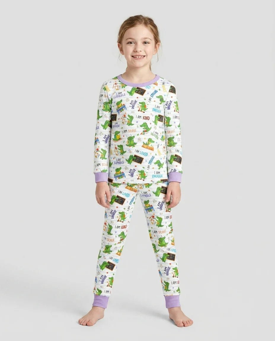 Brave Gator Days Bamboo Two Piece Long Sleeve Pajama Set