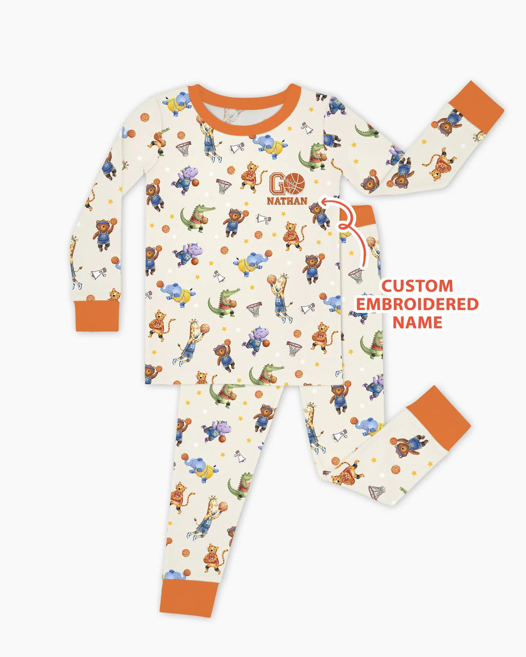 Custom Name Embroidered Wild Hoops Showdown Bamboo Two Piece Long Sleeve Pajama Set