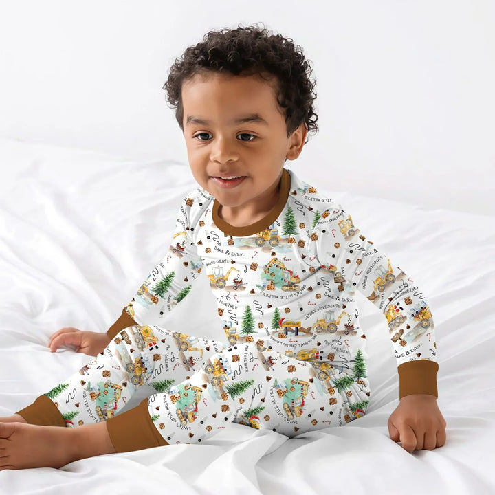 Construction Christmas Cookie Bamboo Two Piece Long Sleeve Pajama Set