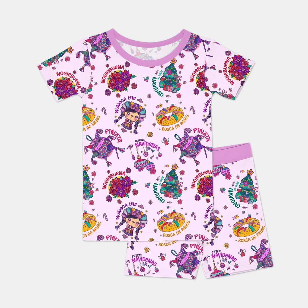 Dulce Navidad Bamboo Two Piece Short Sleeve Shorts Pajama Set