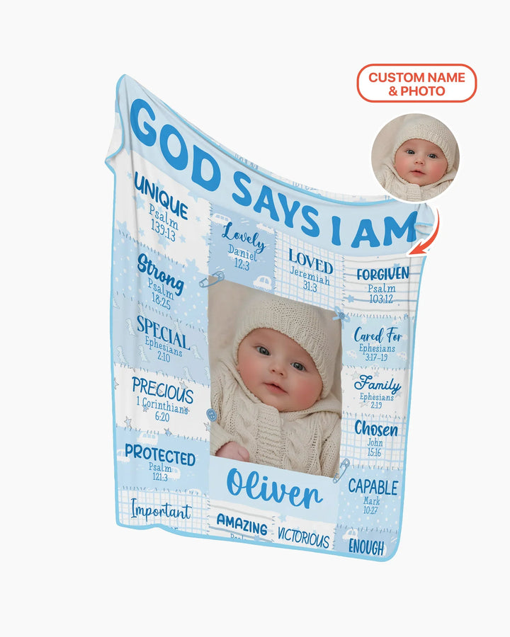 Custom Photo God Says I Am Bamboo Blanket