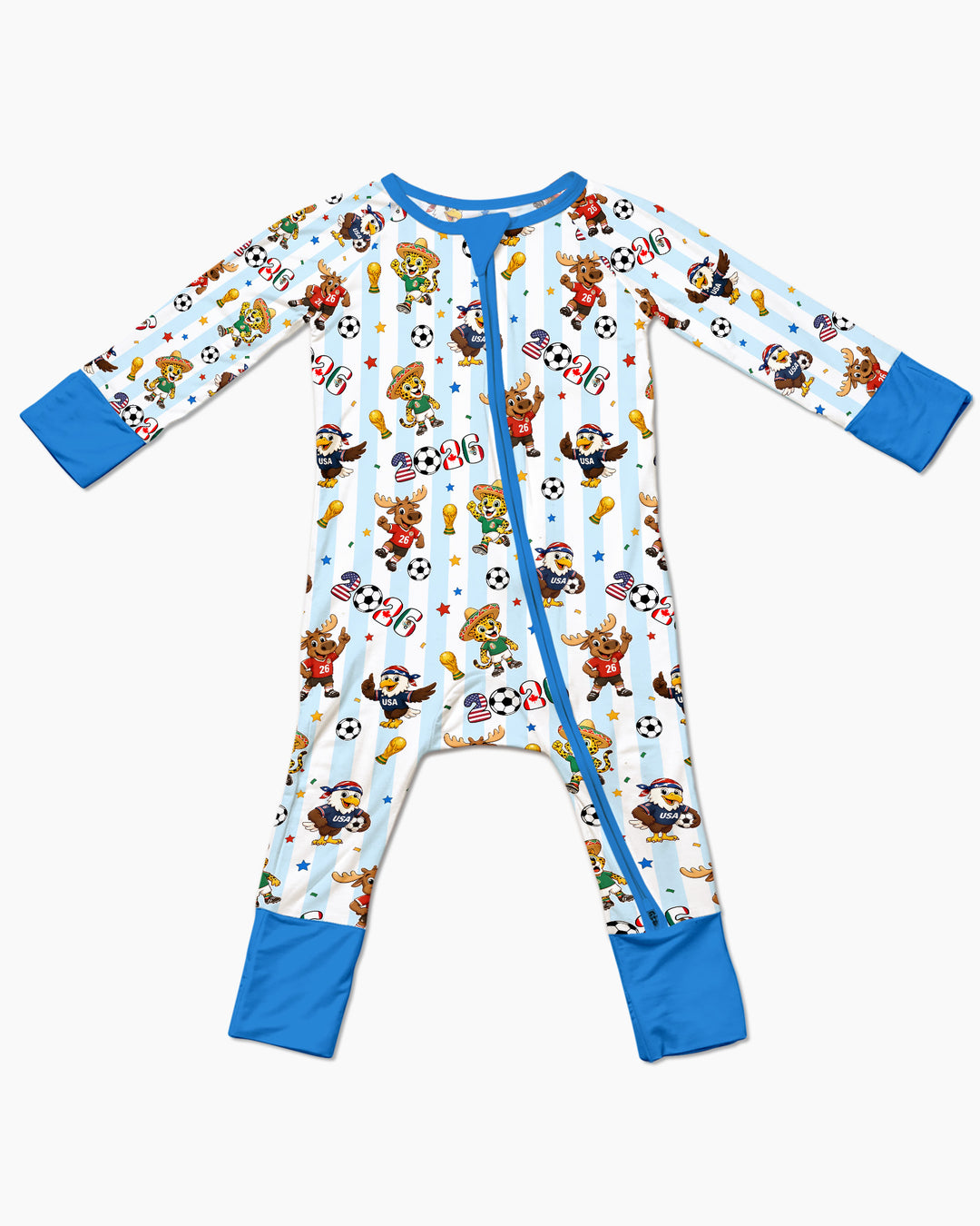 Striped Cute Mascots Soccer Cup 2026 Bamboo Convertible Zippy