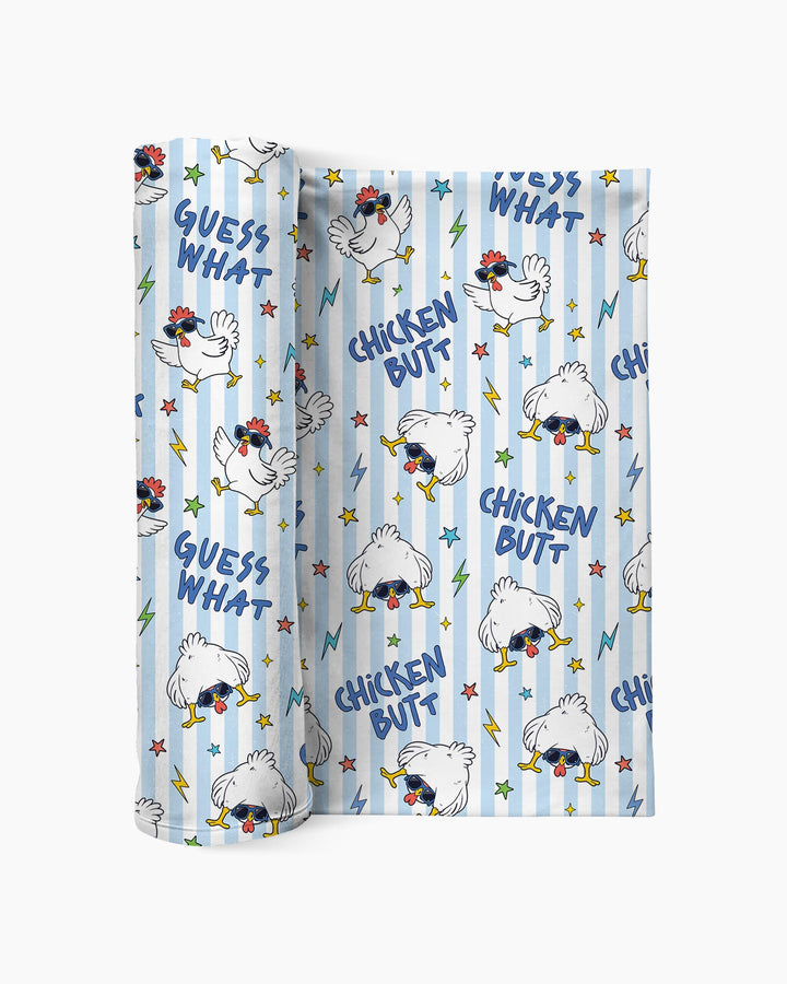 Guess What? Chicken Butt! swaddle blanket