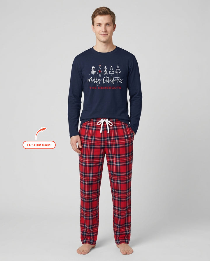Custom Christmas Tree Bamboo Men's Pajama Set