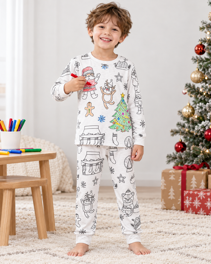 Christmas Colorable Bamboo Two Piece Pyjamas Set