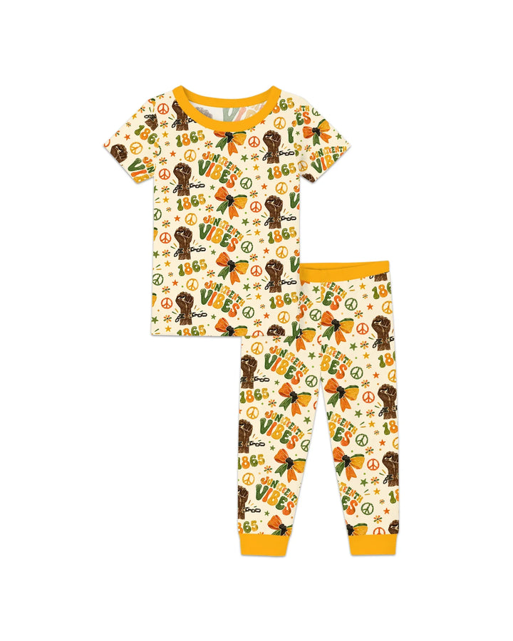 Juneteenth Vibes Vintage Bamboo Two Piece Short Sleeve Pajama Set