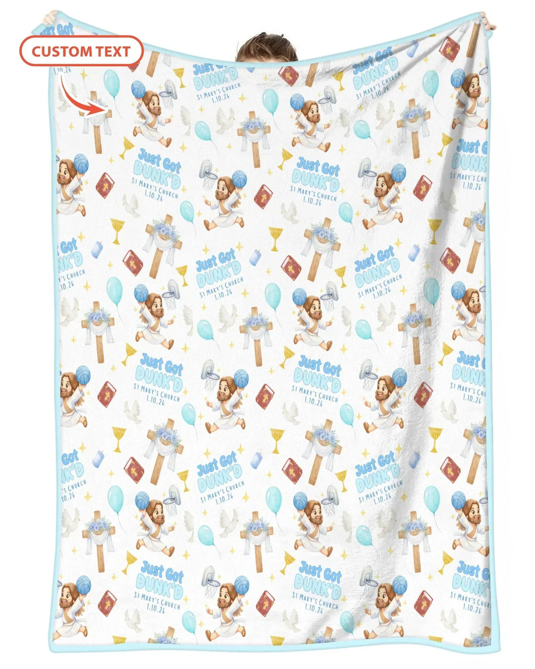 Custom Name Baptism Just Got Dunk'd Bamboo Blanket