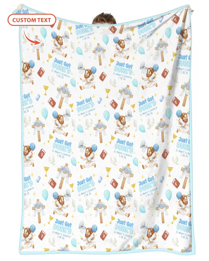 Custom Name Baptism Just Got Dunk'd Bamboo Blanket