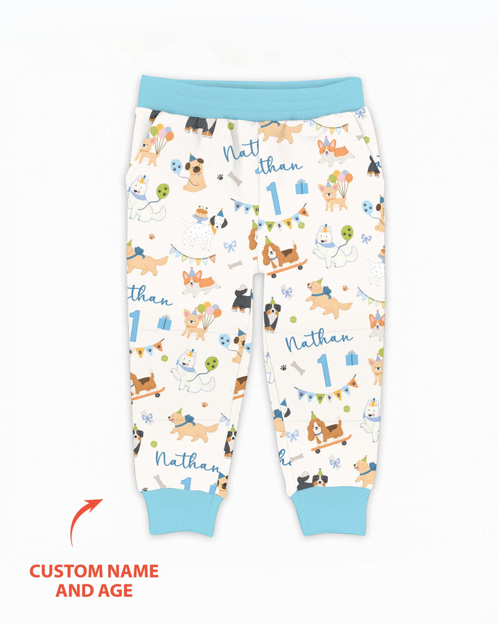 Custom Name Birthday Dogs Party Bamboo Jogger