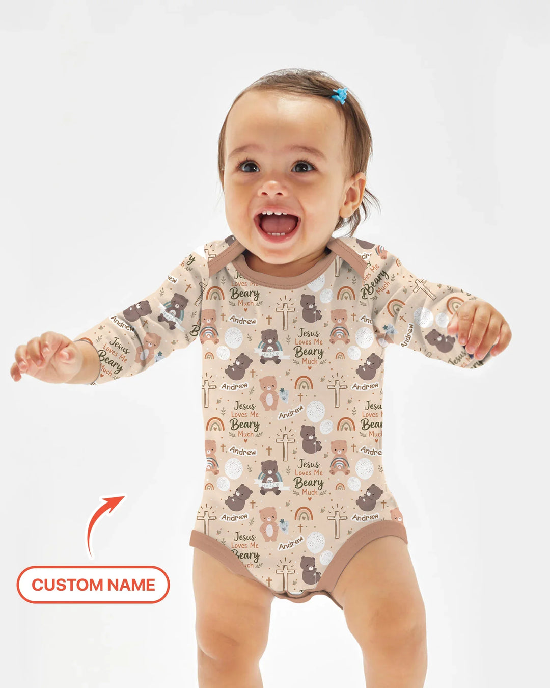 Custom Name Jesus Loves Me Beary Much Bamboo Bodysuit