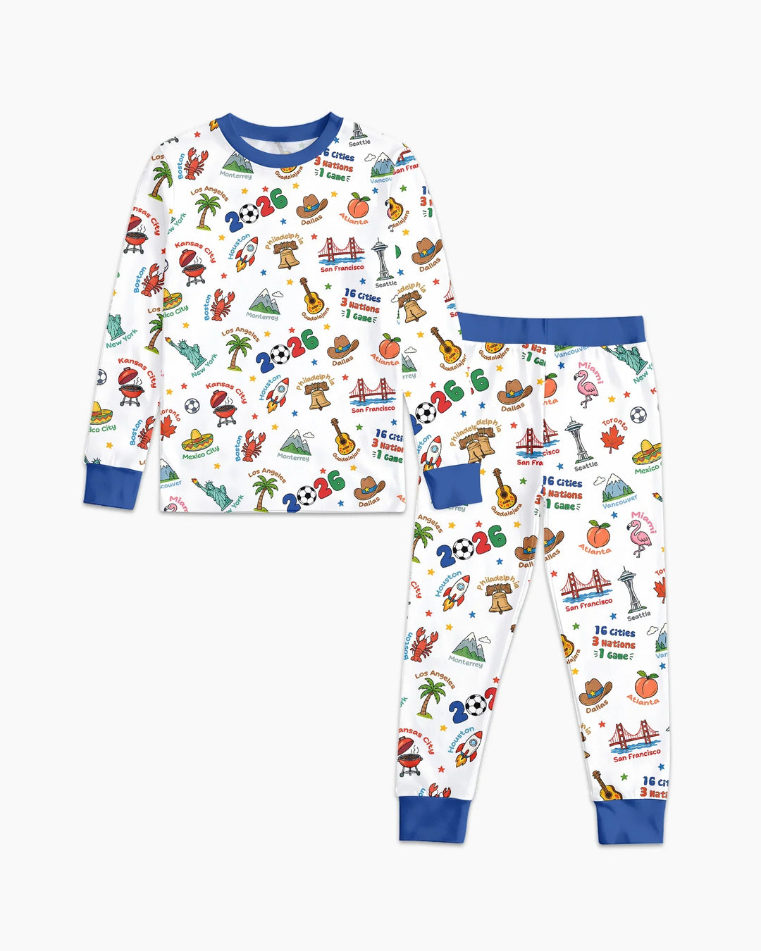 Soccer Cup Host Cities 2026 Bamboo Two Piece Long Sleeve Pajama Set