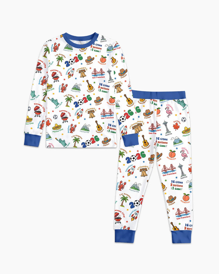 Soccer Cup Host Cities 2026 Bamboo Two Piece Long Sleeve Pajama Set