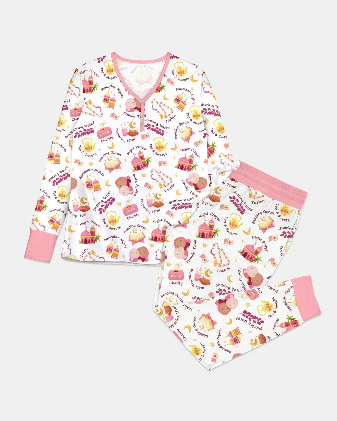 Ramadan Mubarak Matching Family Bamboo Women Pajama Set