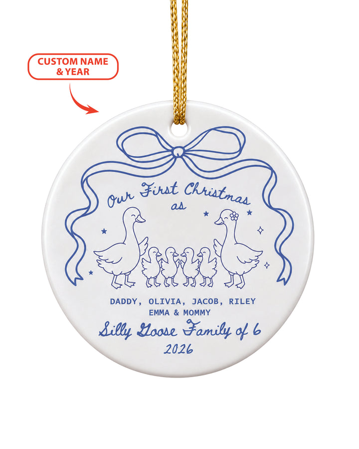First Christmas Silly Goose Family Ceramic Ornament