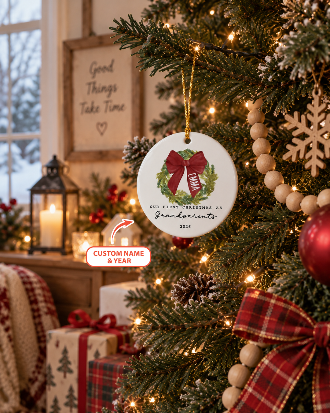 First Christmas As Grandparents Ceramic Ornament