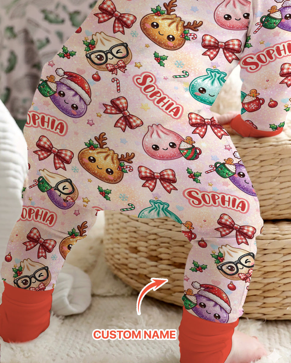 Custom Name Merry Christmas Dumpling Bamboo Convertible Zippy