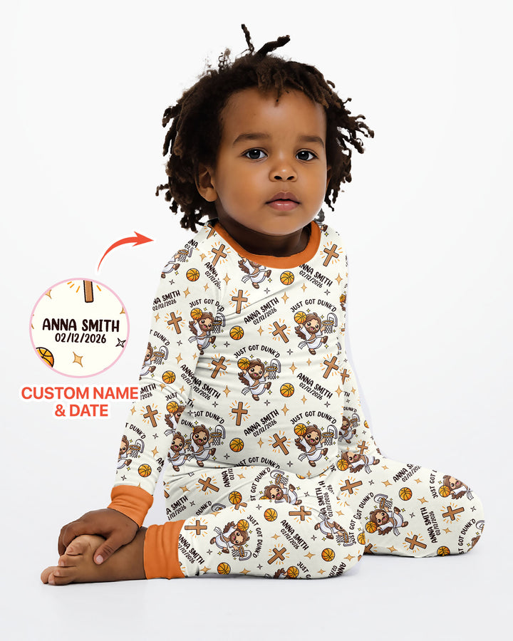 Personalized Baptism Just Got Dunk'd  Bamboo Two Piece Long Sleeve Pajama Set