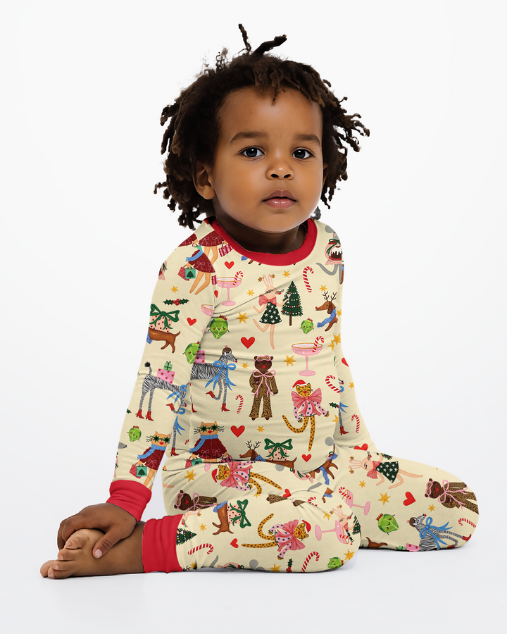 Animals Christmas Bamboo Two Piece Long Sleeve Pajama Set