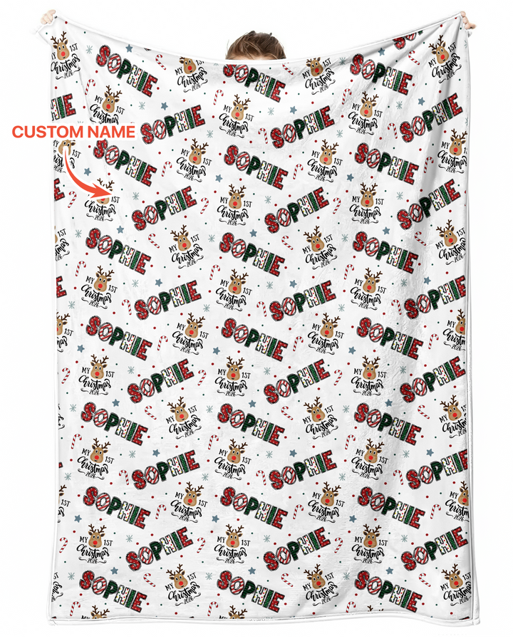 Custom Name "My First Christmas 2025" - Bamboo Blanket (S)