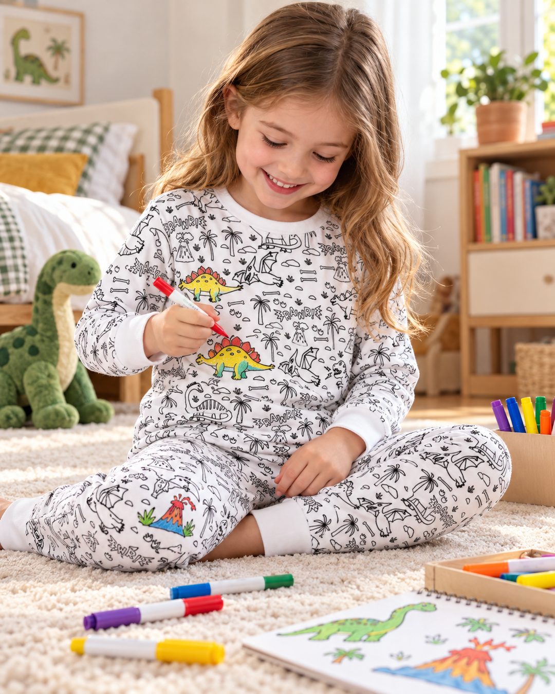 Jurassic Playground Colorable Bamboo Two Piece Pyjamas Set