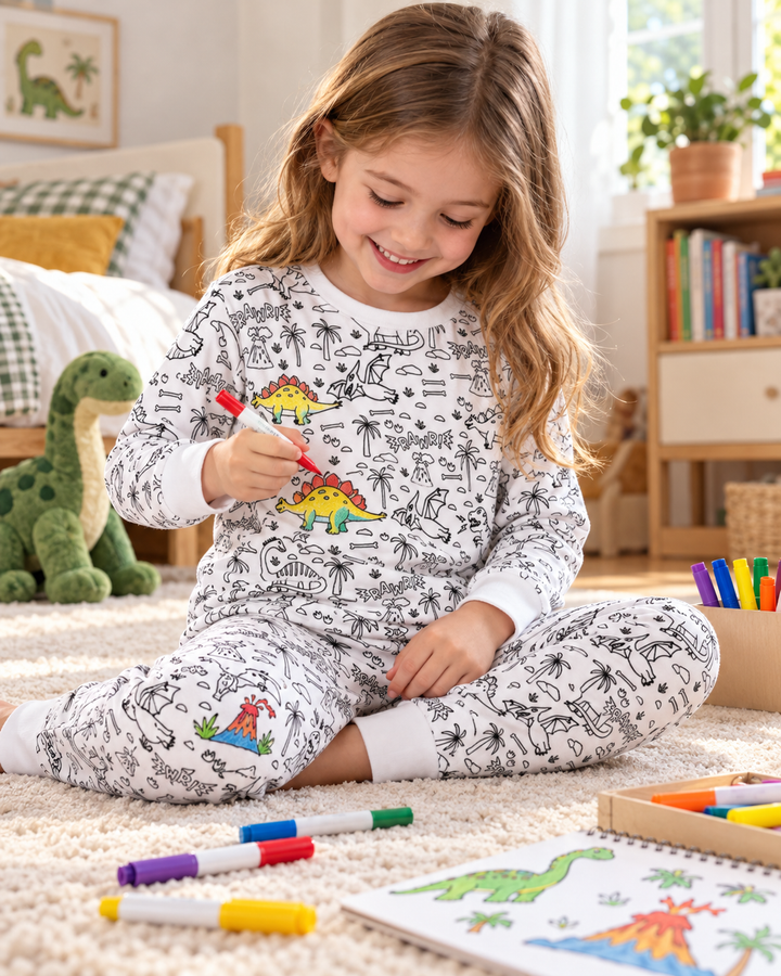 Jurassic Playground Colorable Bamboo Two Piece Pyjamas Set
