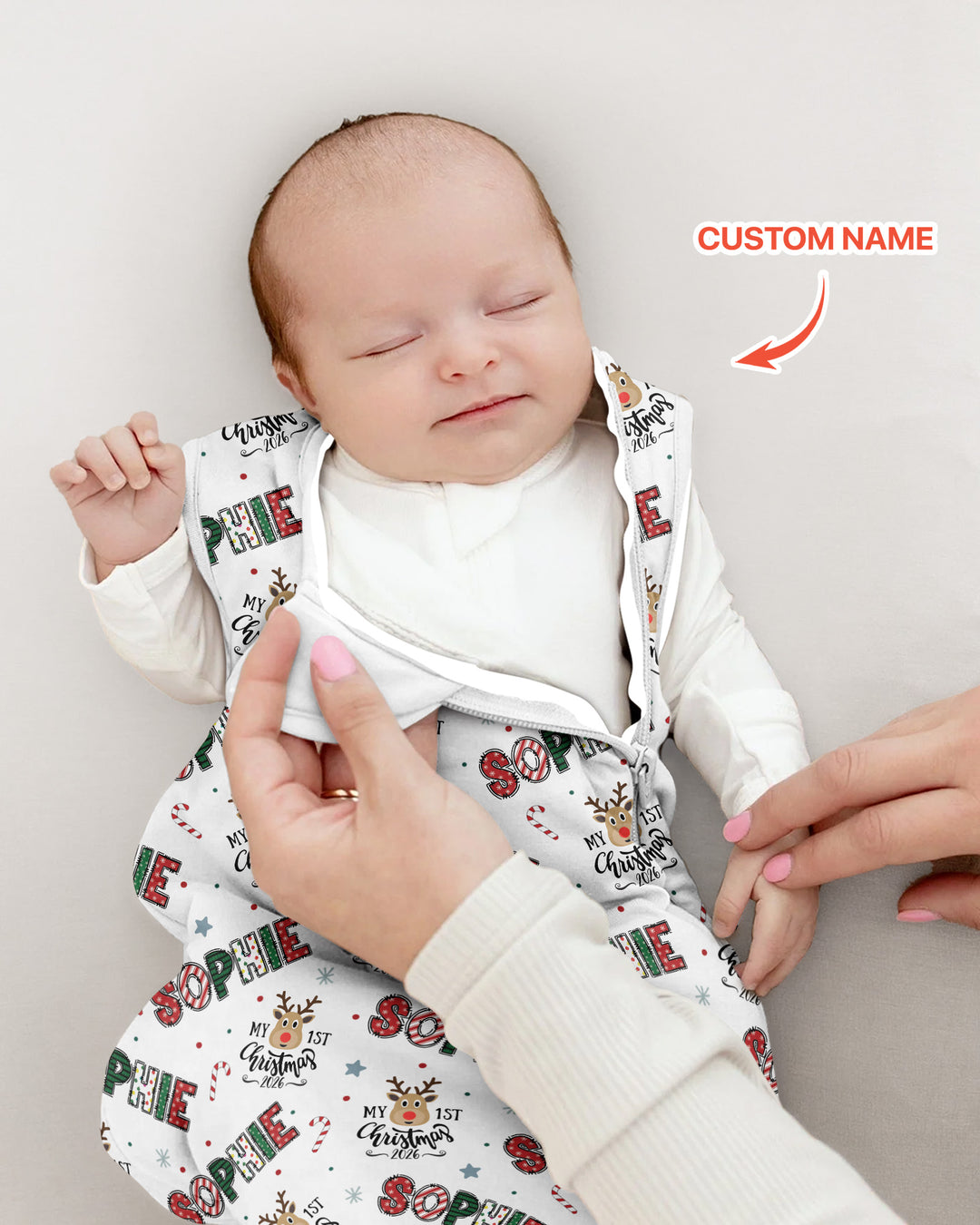 Custom Name "My First Christmas 2026" - Bamboo Sleep Bag (S)