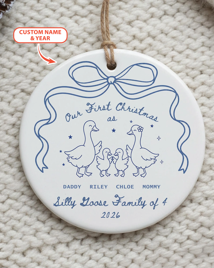 First Christmas Silly Goose Family Ceramic Ornament