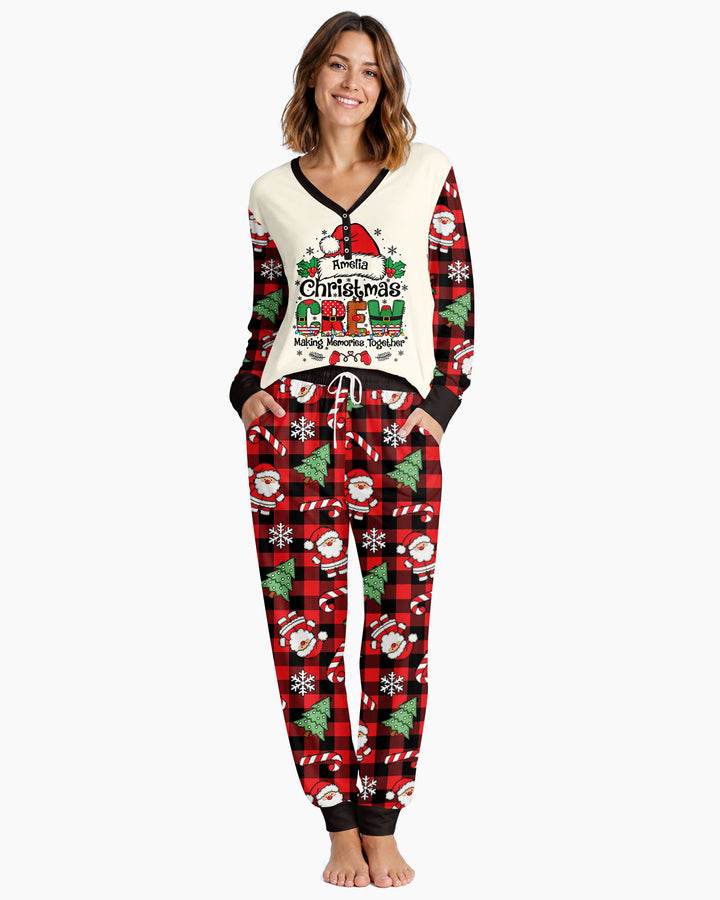 Custom Name Family Matching Christmas Crew Making Memories Together Bamboo Women Pajama Set