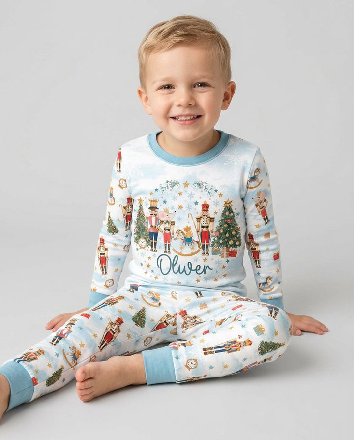 Nutcracker And Ballerina Custom Name Bamboo Two Piece Long Sleeve Pajama Set