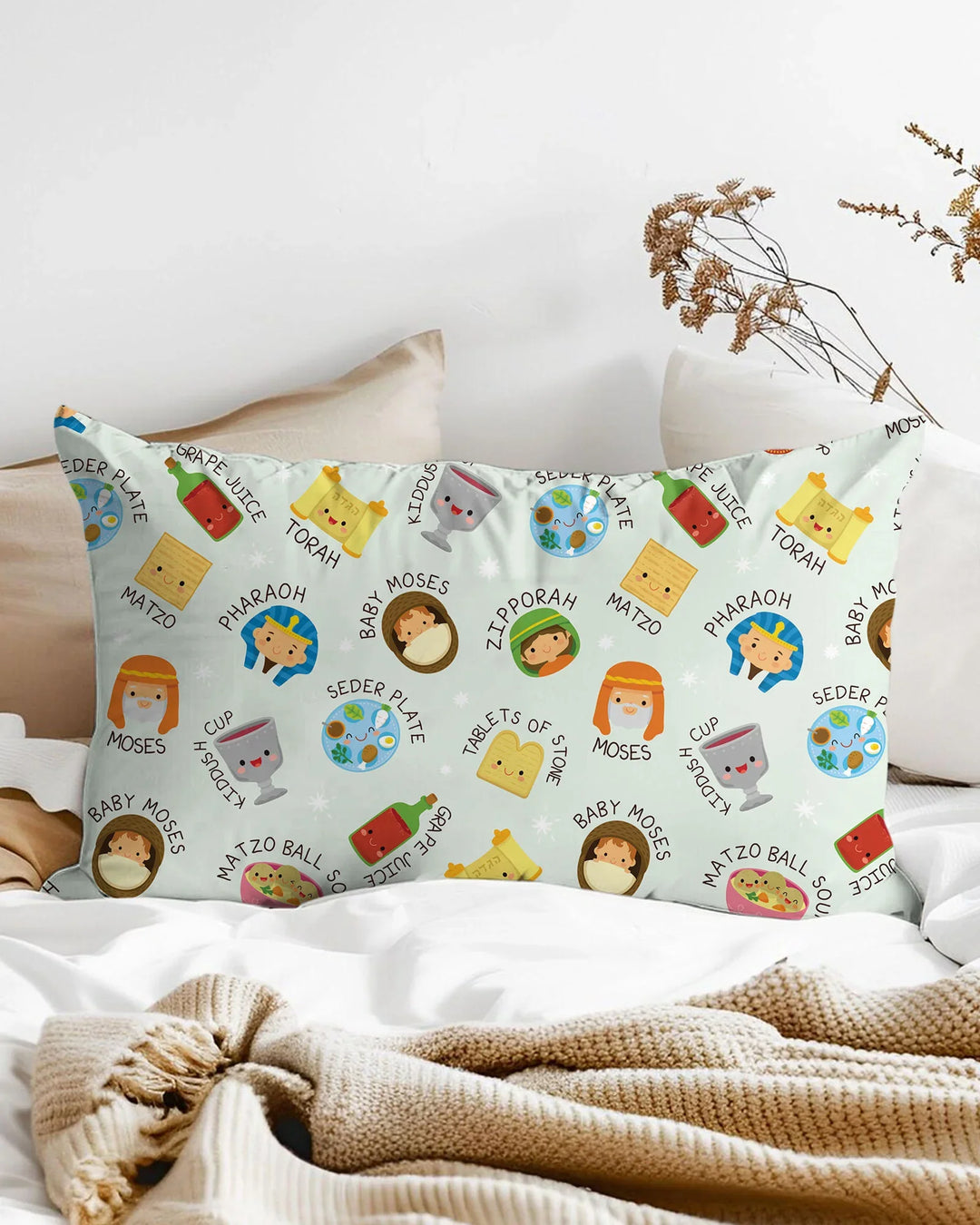 Cute Passover Characters Bamboo Pillow Case