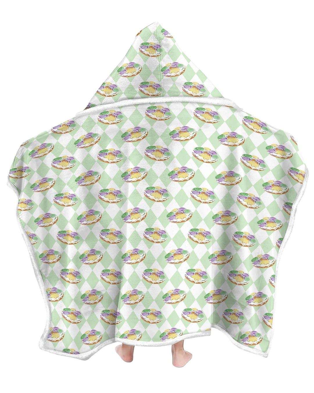 Mardi Gras Donut Bamboo Wearable Hooded Blanket